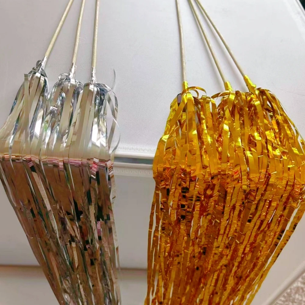 3/5/10 قطعة وشاح المطر الذهبي الفضي متوهجة الجنية عصا ، الزفاف عيد الحب عيد الميلاد السنة الجديدة كرنفال الطرف الديكور #2