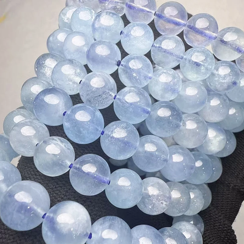 Prestyle AA Natürlicher Blauer Aquamarin Runde Perlen Armband Halskette Für Die Herstellung Feiner Schmuckstücke Ermüdungslindernd März Geburtsstein – Detail 6