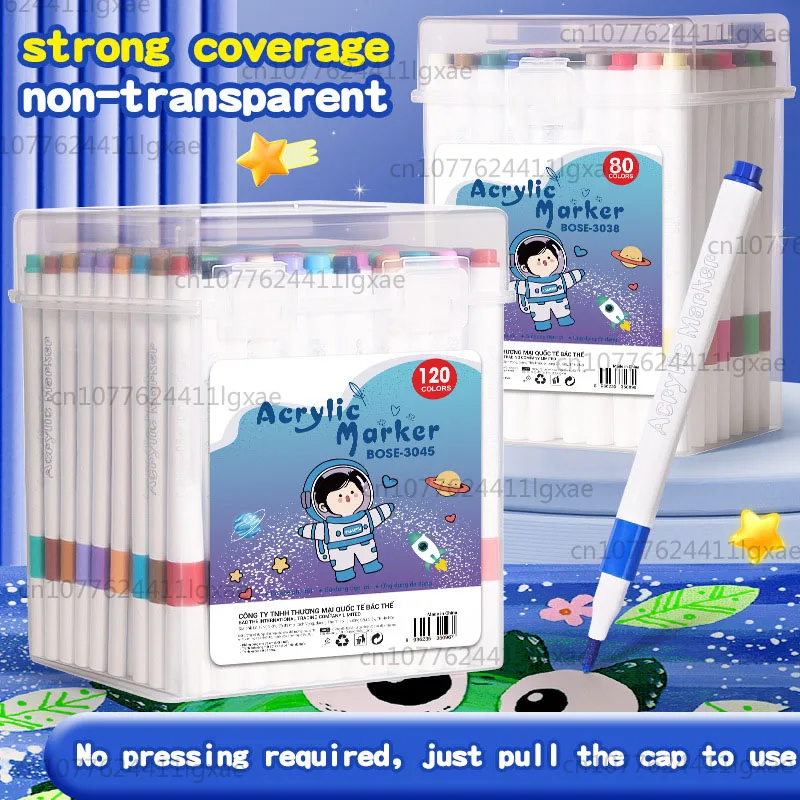 80-120 Colors Acrylic Marker Pen Quick Drying PVC Multi-Material Materials Painting Combination Korean Stationery Art Supplies