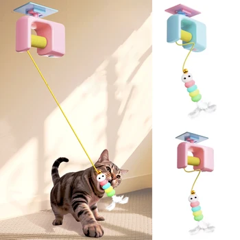 Juguete para Gatos, Alivia el Estrés, Recargable, Interactivo, Colgante de Puerta, Automático, Eléctrico, Pájaro Volador, con Cuerda Elástica para Cazar 1