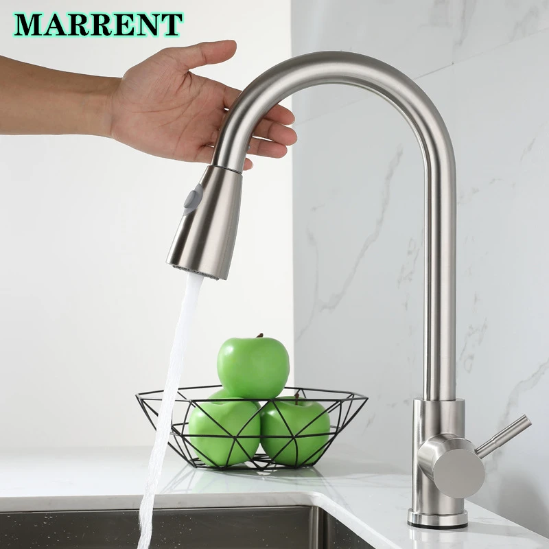 

Newly Touch Kitchen Faucets Brushed Nickel Pull Out Kitchen Mixer Faucet Hot Cold Kitchen Tap Smart Sensor Touch Kitchen Faucets