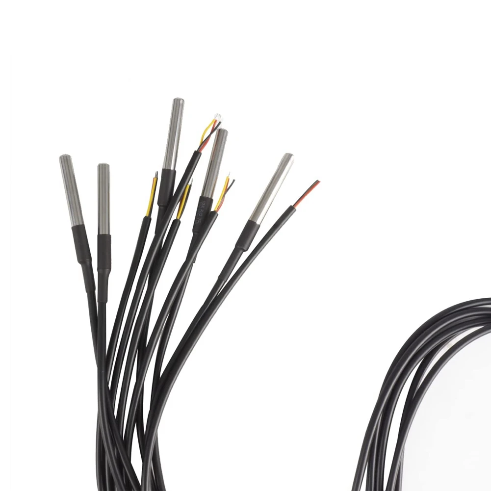10Pcs Waterproof DS18B20 Temperature Sensor, Digital Temperature Thermal Cable Temperature (-55℃- +125℃) - 1 Meter/3.2Ft
