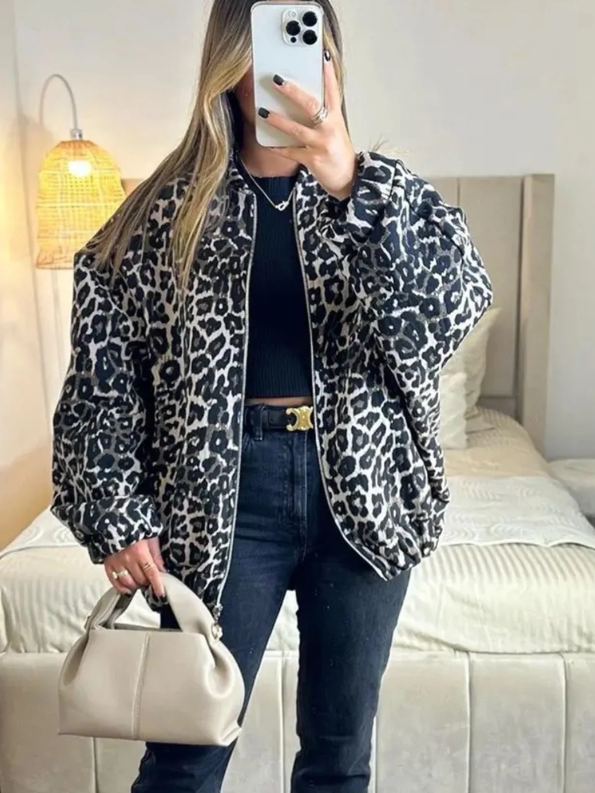 

Длинная хлопковая куртка на молнии с леопардовым принтом, верхняя одежда для поездок на работу, обычная длина све, пальто средней длины с животным узором