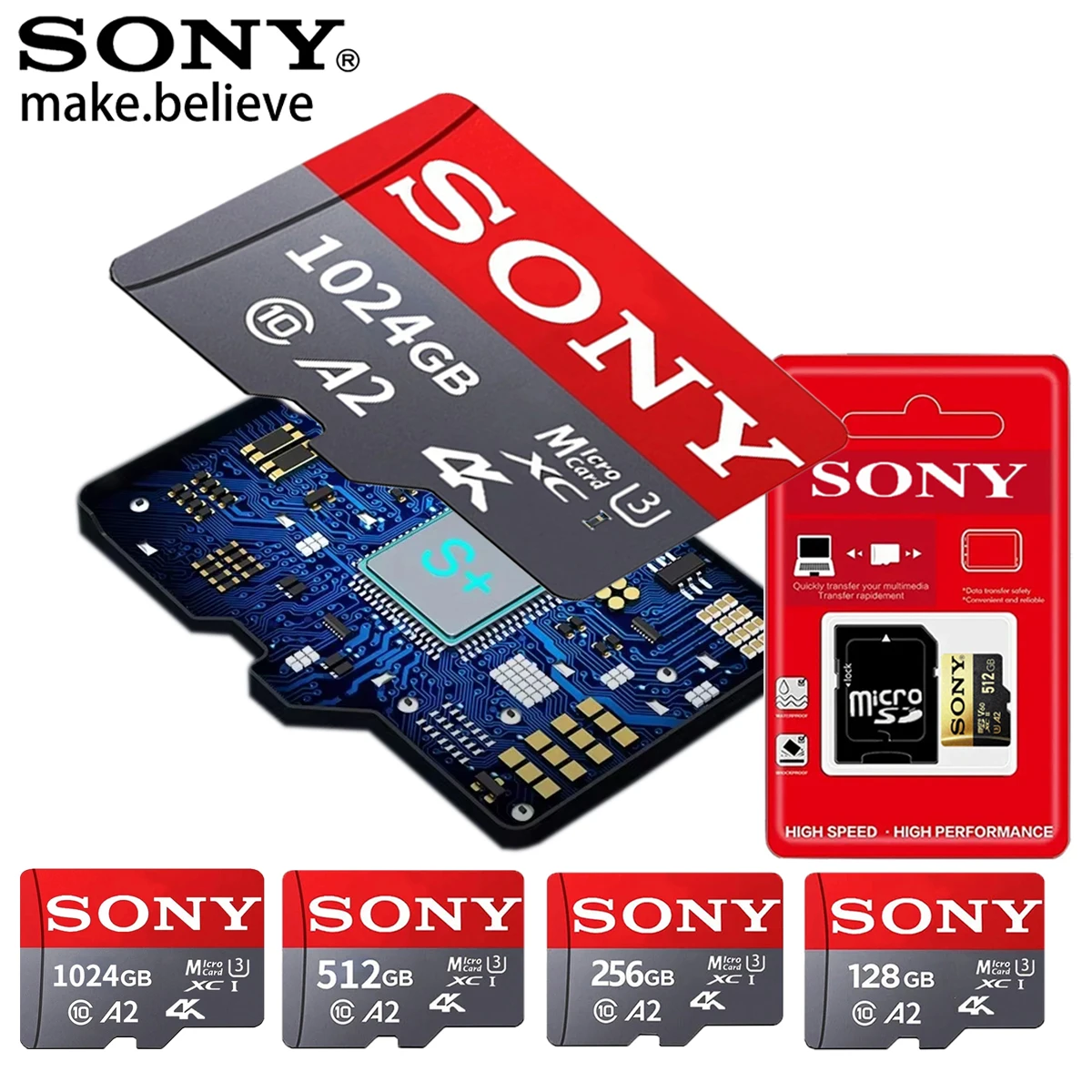 

SONY Micro 1TB SD TF Card Class Memory Card 128GB 512 GB High Speed Cartao De Memoria Flash Memory TF Mecard C10 For Xiao Mi