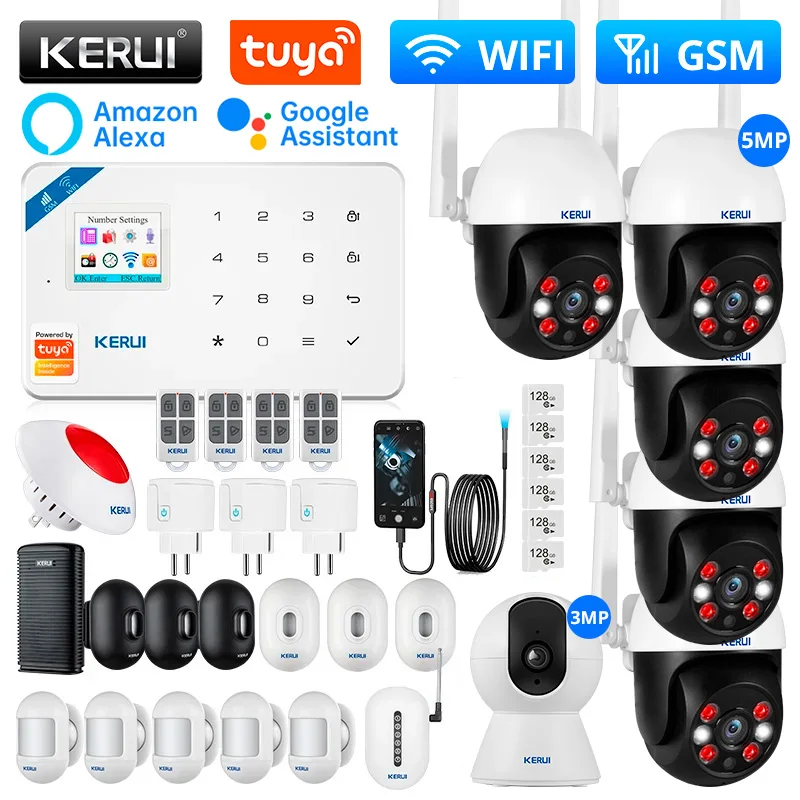 

KERUI W181 Alarm System Central Unit WIFI GSM Alarm Tuya Smart Wireless Door Sensor Burglar Support Alexa&Google APP Control