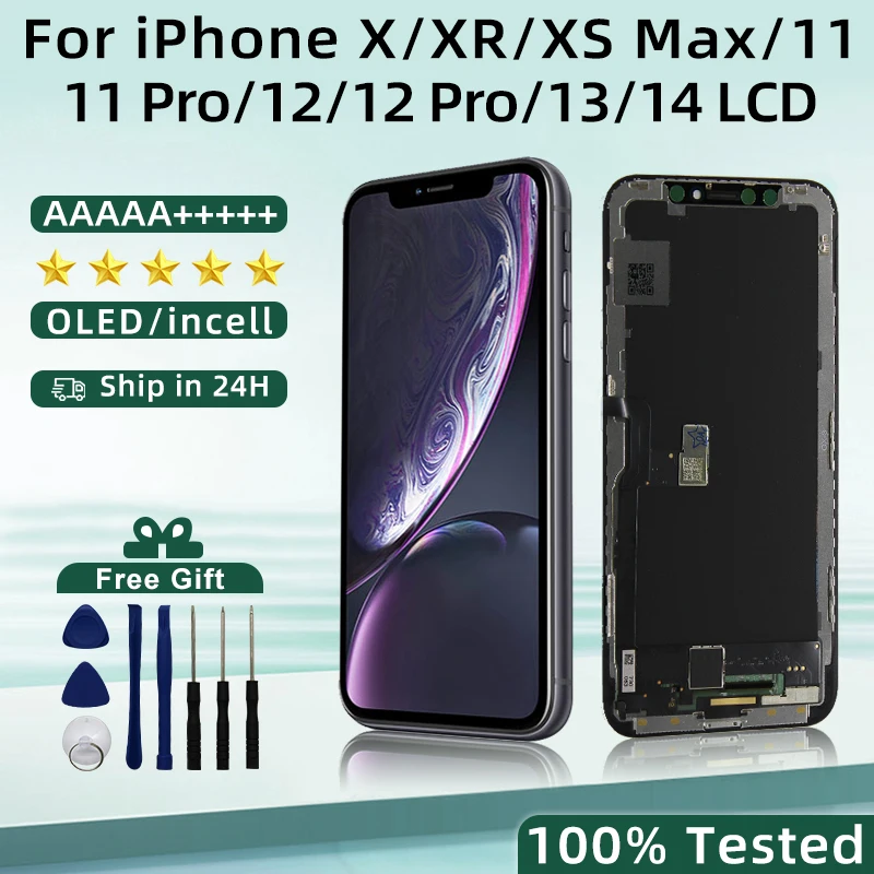 Écran OLED X pour iPhone XR XS MAX LCD avec numériseur d'écran tactile 3D, remplacement pour iPhone 11 Pro Max 12 Pro 13 Mini LCD 14 Plus