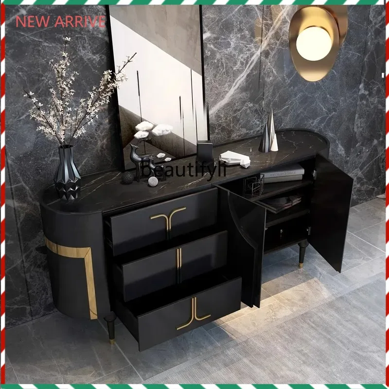 V132 Italian light luxury door cabinet rock slab dining side cabinet high-end decorative partition locker