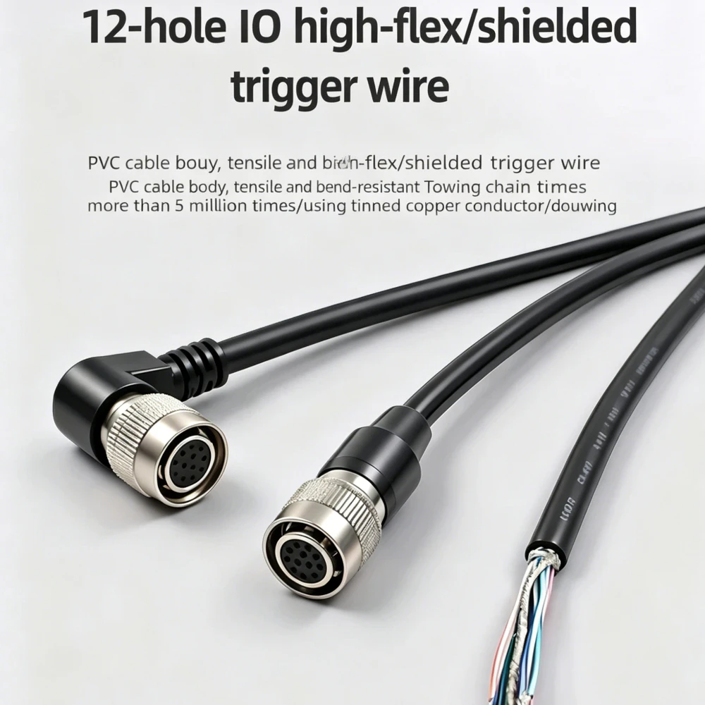 Hirose HR10A-10P-12S 12P Power Trigger Cable 12-Core IO Line Compatible with Daheng Grey Point GIGE CCD Industrial Vision Camera