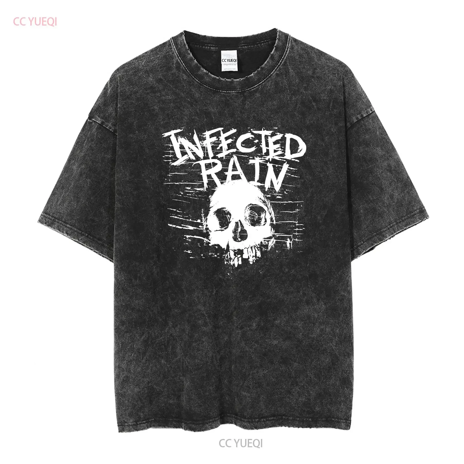 Infected Rain Alternative Metal Band Logo T Shirt S 2XL vintage Washed fashion Breathable Top For Everyday Wear Versatile