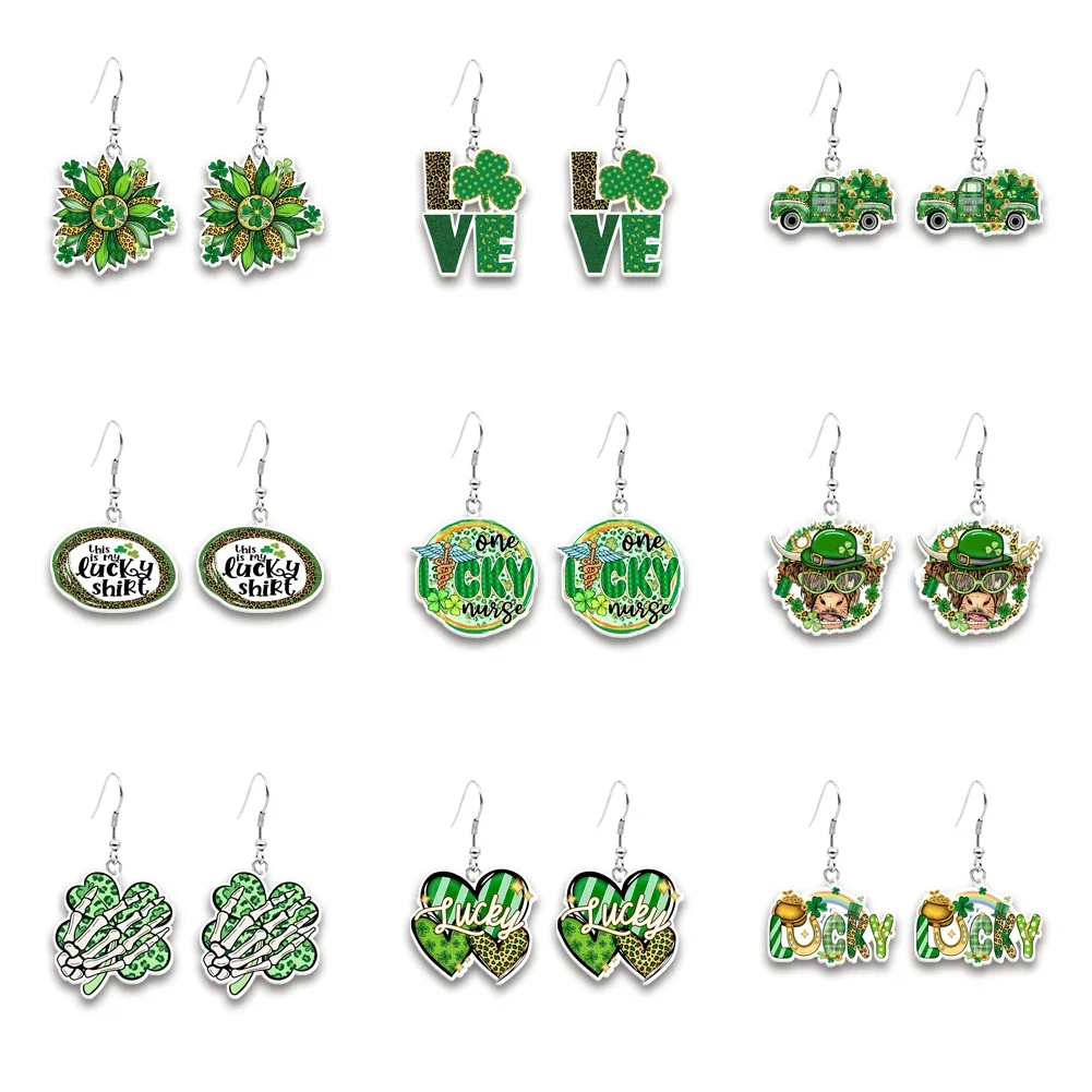 New Acrylic Earrings Saint Patrick's Day Leopard New Accessories For Women Cute Earrings Fashion Jewelry