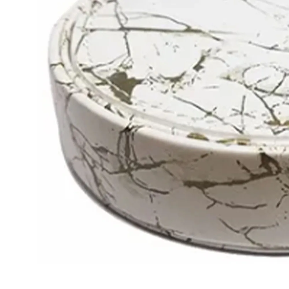 7Pcs Table Decor PU Leather Coaster Double-sided Round Placemat 10cm Marble Pattern Heat Insulation Pad Dining