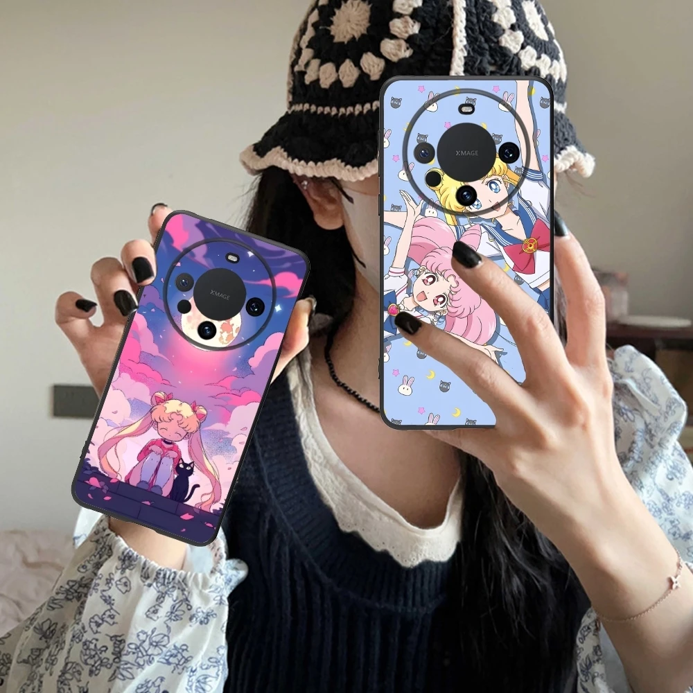 Sailor Painting Girl Mobile Cell Phone Case for Huawei Mate 60 50 40 30 20 10 Pro Plus Lite E 5G Black Soft Phone Cover Shell