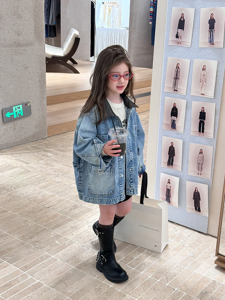 loose-fit-girls-denim-jaet-korean-sle-casual-coat-with-patchwork-collar-spring-autumn-wear-for-children