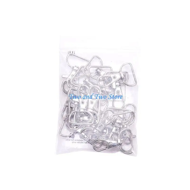 

HX6F 20x Metal Silver Keyring Lobster Claw D Ring Keychain Hooks for School Bag