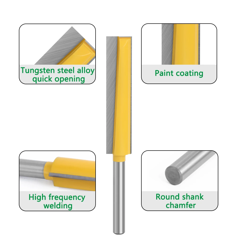 LAVIE 8mm Shank Extension Long Straight Trimming Knife CNC Router Bit Set Milling Cutters For Wood Edge Cutting C08006