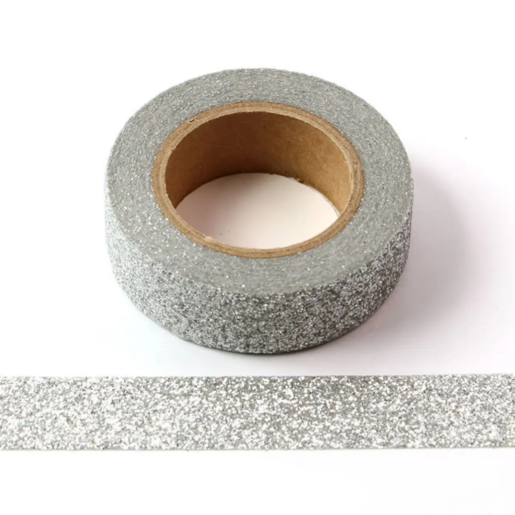 15mmx10m Superior Silver Glittering Washi Tape DIY Masking Tape Decorative Adhesive Tape Scrapbooking School Stationery Tape