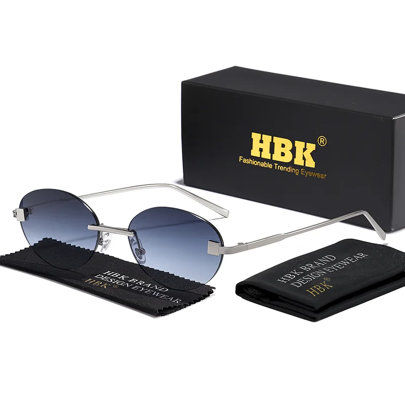 

HBK Rimless Vintage Sunglasses Man Gradient Fashion Brand Design Sun Glasses Outdoor Sports Party Vacation Travel Driving