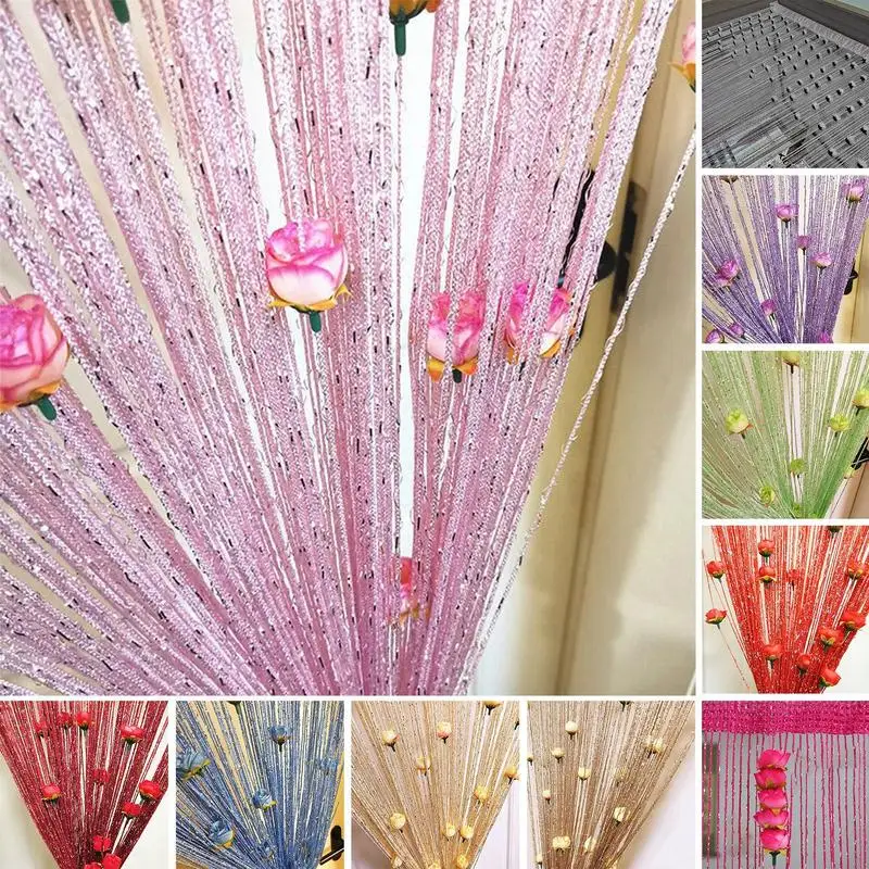 Privacy Door Drape Window Panel Room Decor Room Divider Rose Door Frame Tassel For Pet And Kid Friendly Works With Front Doors