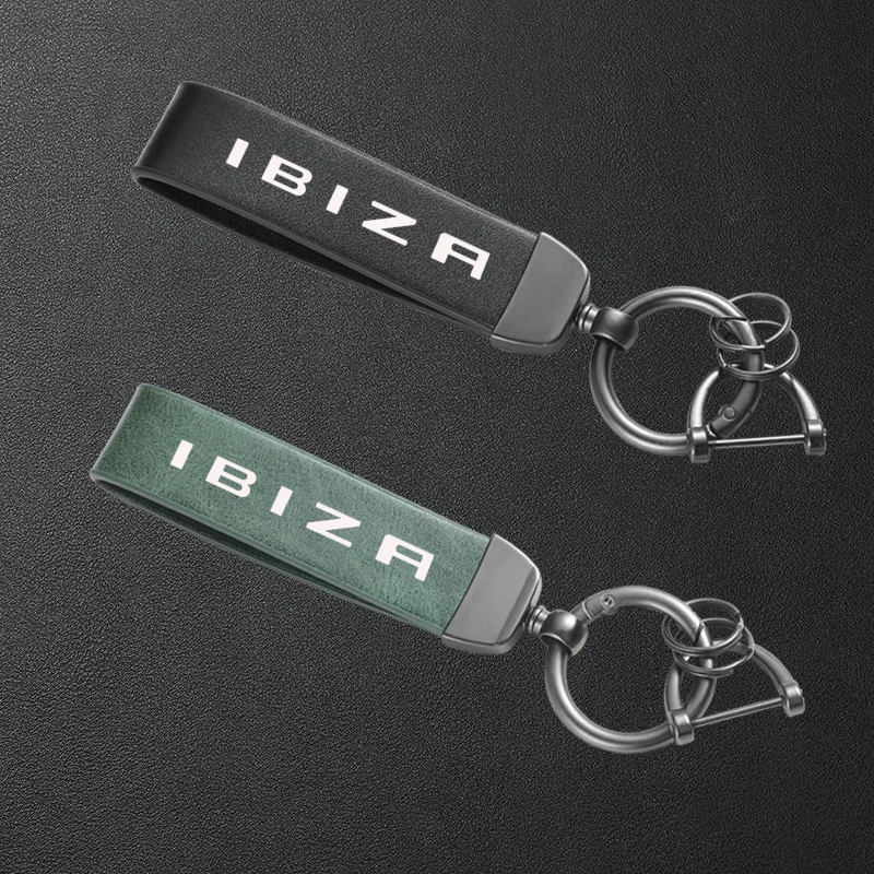 Für SEAT Ibiza Auto Hochwertiger Leder-Schlüsselanhänger Metall-Schlüsselring Zubehör