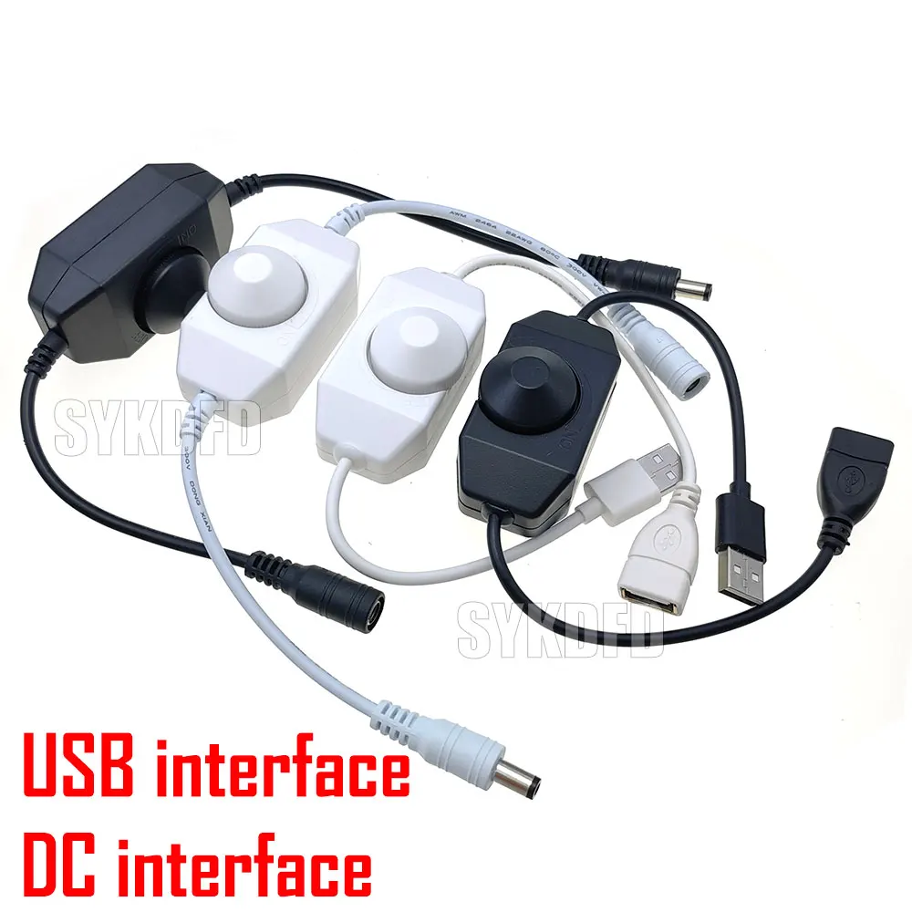 USB DC 5V Stepless Manual Knob Touch LED Dimmer Switch for 5050 2838 Strip Light 1 Channel Brightness Adjustment Controller