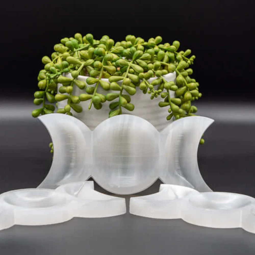 Selenite Triple Moon Bowl - Triple Moon Smudge Dish, Polished Cleansing Crystal Candy Bowl, Unique Home Decor And Spiritual Gift