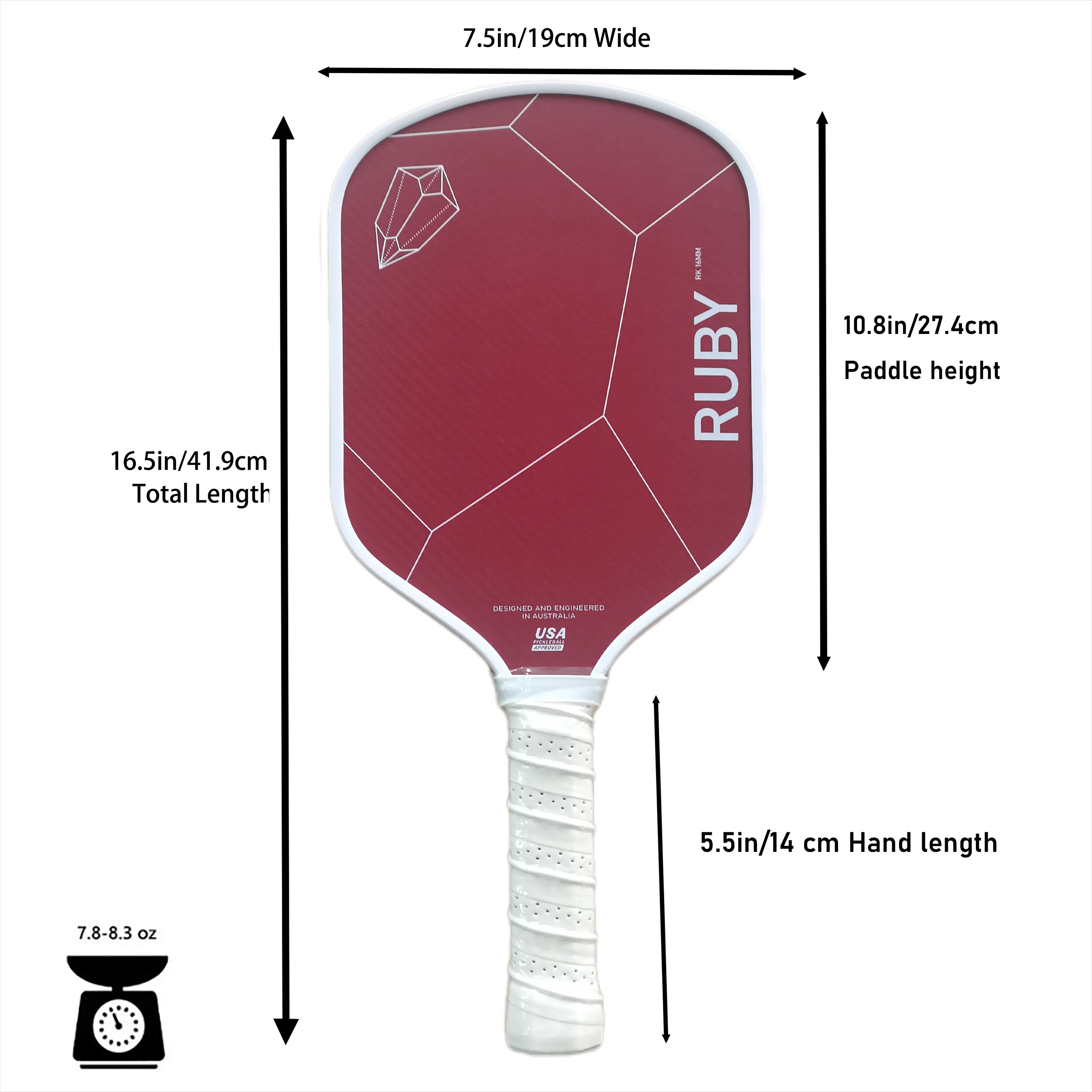 

Strong friction red Kevlar single diamond hot pressed PP honeycomb core T700 original carbon fiber pickleball paddle