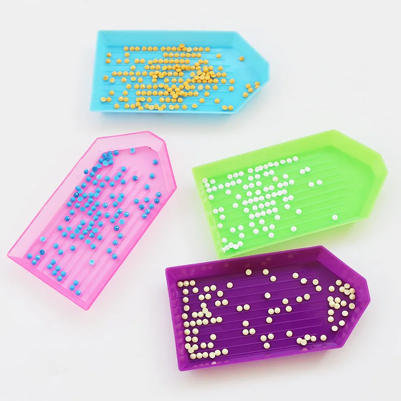 

10-Pack Small Diamond Painting Trays, 9cm Pointed-Tip Drill Plates, Assorted Colors Accessories Kit for Diamond Painting