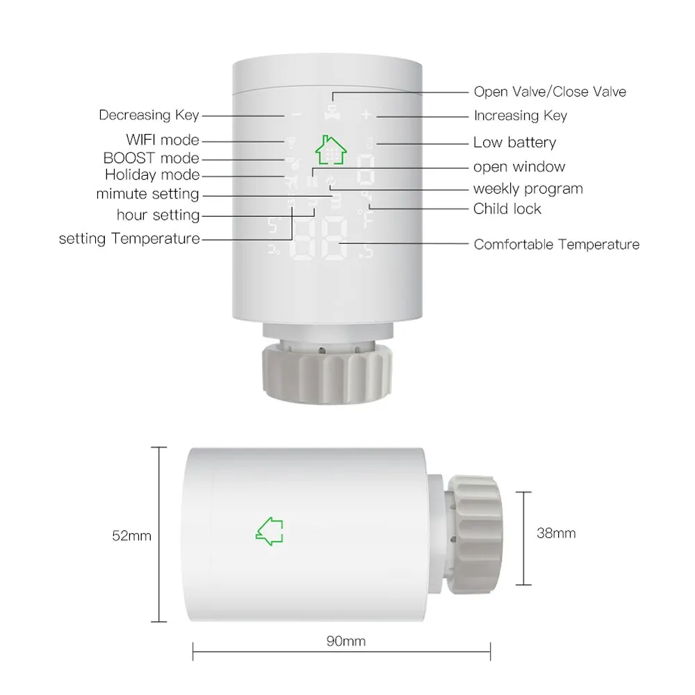 Tuya Zigbee Smart Radiator Valve Programmable Thermostatic Radiator Home Temperature Controller Alexa Google Home Voice Control