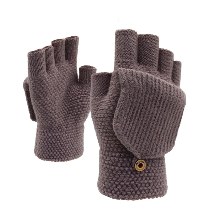 

Knit Convertible Gloves Touchscreen Gloves Fingerless Gloves Winter Flip Gloves Men Wool Touchscreen Mittens