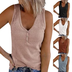 Camiseta de lactancia de maternidad de verano para mujer, ropa informal de algodón sin mangas con cuello en V, camisetas de lactancia, camisetas sin mangas de talla grande