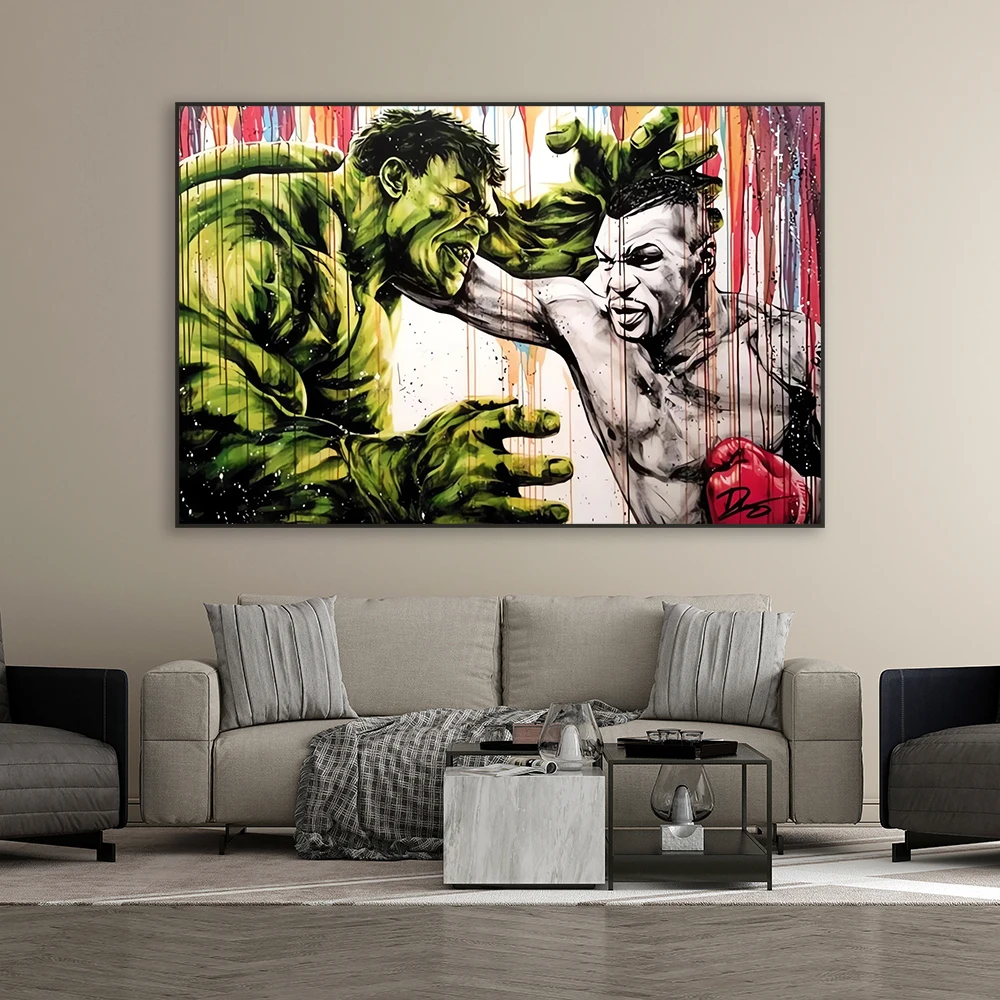 Graffiti Art Disney Hulk Boxing Poster Disney Superhero Box Sports Print Wall Art Canvas Painting Home Gym Room Decoration