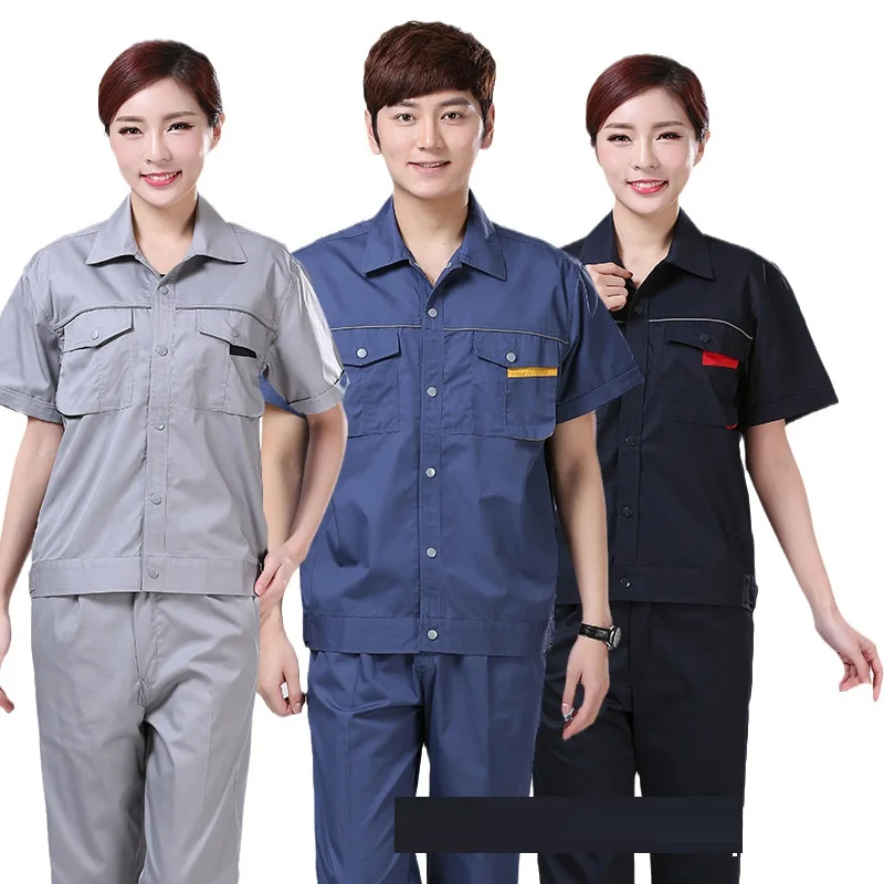 

Summer work clothing short sleeves breathable workshop working uniforms auto repairman mechanics labor suit worker Coveralls 4XL