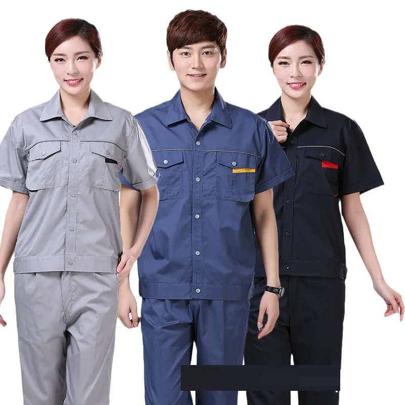 Summer work clothing short sleeves breathable workshop working uniforms auto repairman mechanics labor suit worker Coveralls 4XL