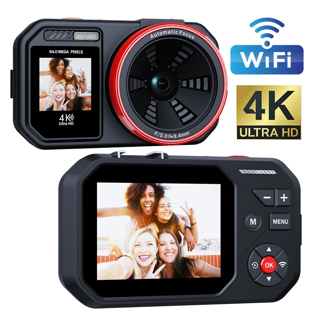 XJ09 4K UHD WIFI Monocular Telescope Camera Portable 64MP Color Digital Camera 18X Zoom Autofocus Student Camcorder