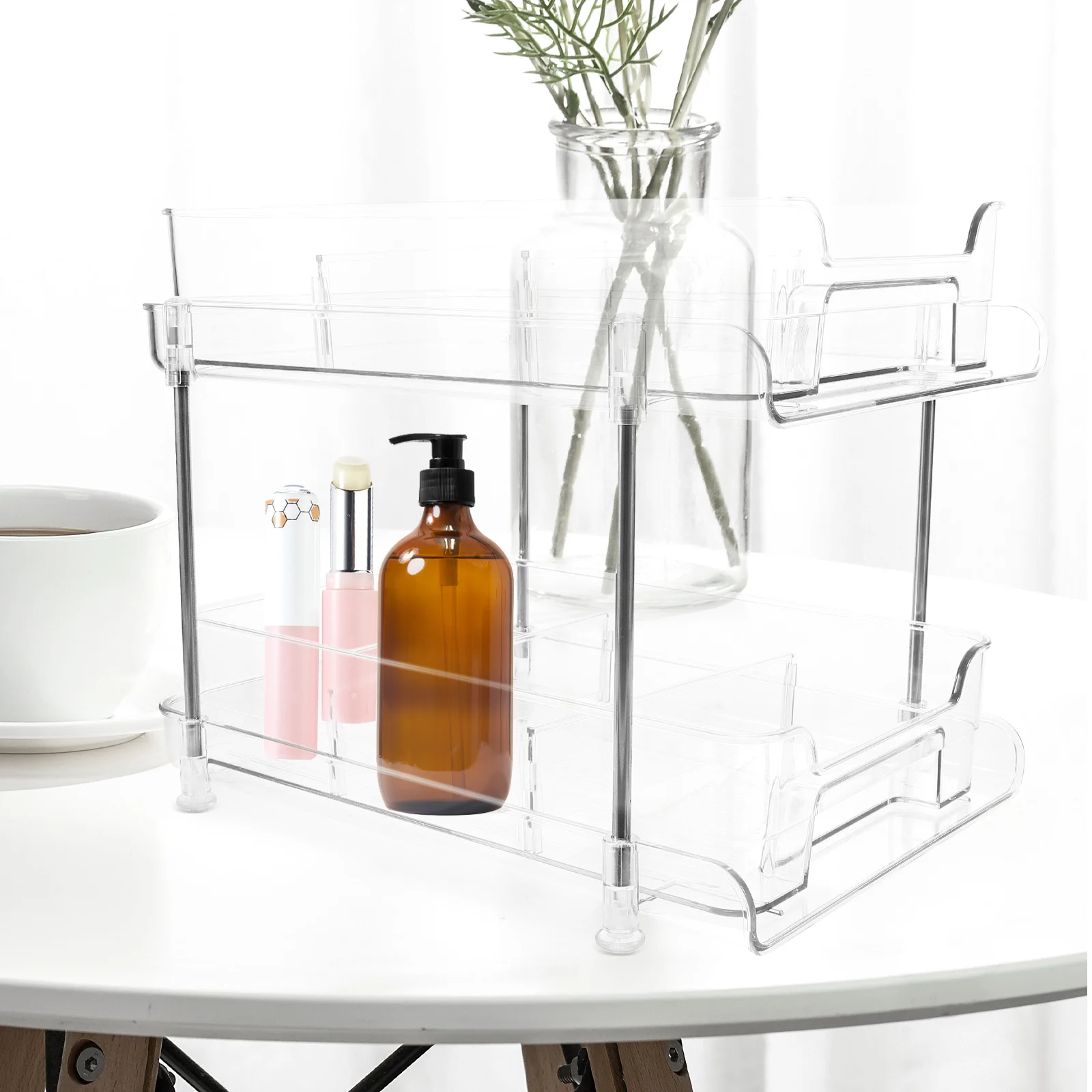

Storage Clear Two Tier Makeup ganizer Storage Dresser ganizer Bathroom Countertop Desk Vanity Toiletries Holder