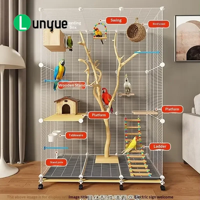 Large Iron Bird Cage Parrot Cage Luxury Villa Style Escape Proof Design Ecological Living Space Home Parrot Paradise Friendly