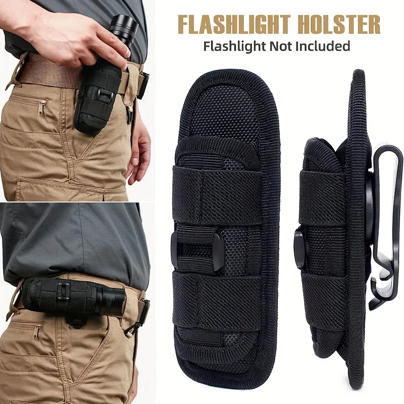 Molle lanterna bolsa 360 graus rotativo cinto clipe tocha titular caso pesca caça acessórios de iluminação coldre cintura saco
