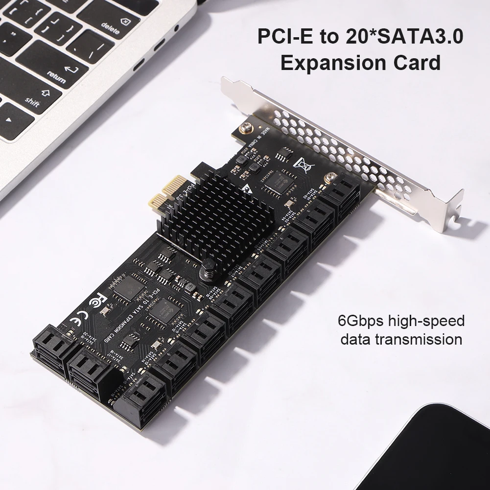 PCIe to 12/16/20 Ports SATA 3 III 3.0 6 Gbps SSD Adapter PCI-e PCI Express x1 Controller Expansion Card Support X1/4/8/16