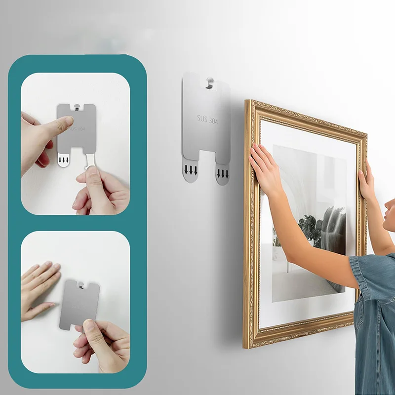 4/8Pcs Strong Adhesive Picture Hooks Set Picture Frame Poster No Drilling Hooks Waterproof Durable Kitchen Bathroom Accessories