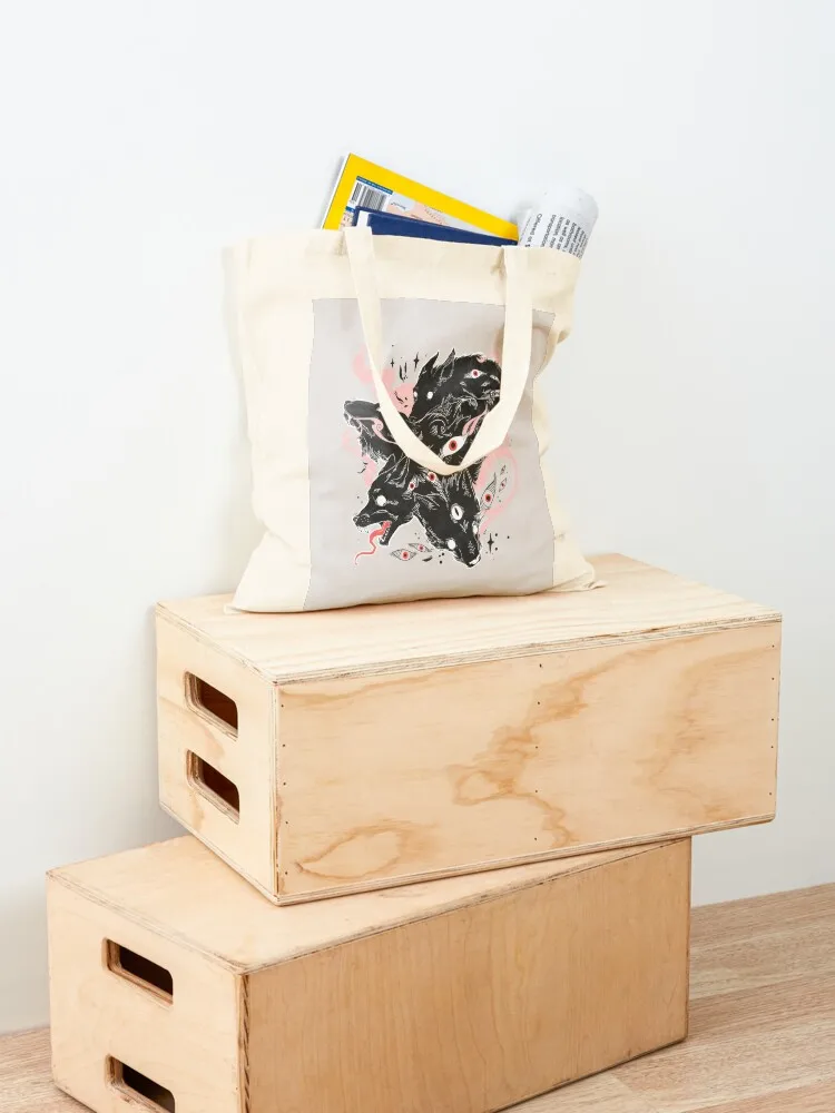 الذئاب البرية ذات عيون كثيرة حمل حقيبة تسوق حقيبة نسائية للمتسوقين أكياس بيئية قابلة للطي صديقة للبيئة #4