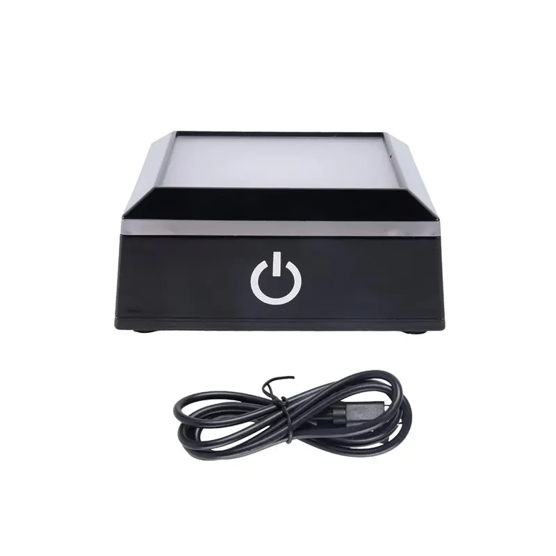 Base de Lâmpada LED com Suporte de Exibição, Base de Lâmpada de Cubo de Cristal Esculpido Internamente, Base Luminosa para Bola de Cristal, Novo