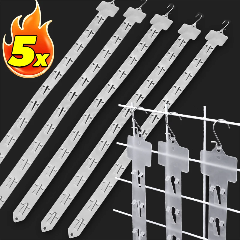 5/1PCS Plastic Snack Hanging Strips Store Snacks Display Hanger with Hooks Supermarket Racks Merchandising Storage Clip Strip