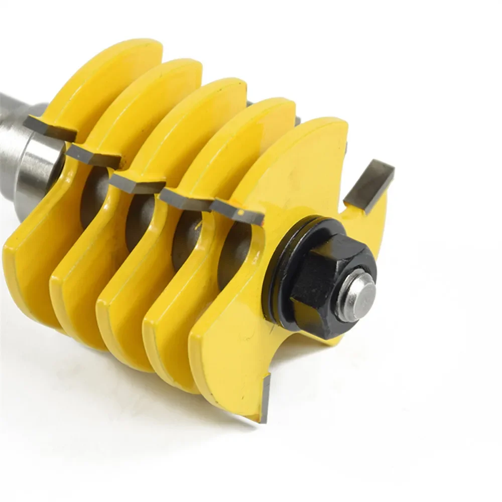 1pc 1/2 Shank  (12.7mm)  3 Flute Finger Joint Router Bit Adjustable Guided Bearing 5 Blade Wooden Box Cutter