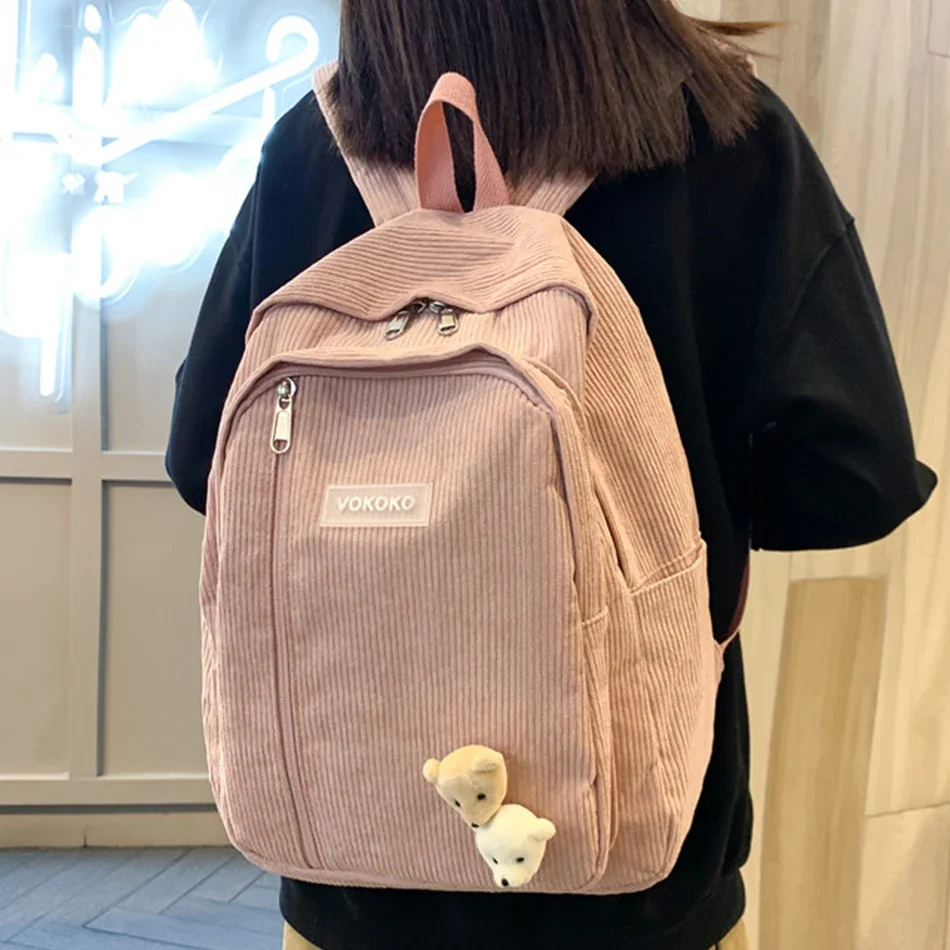 Listra veludo mulher mochila bolsa simples saco de escola para meninas adolescentes feminino viagem bagpack kawaii estudante saco de livro