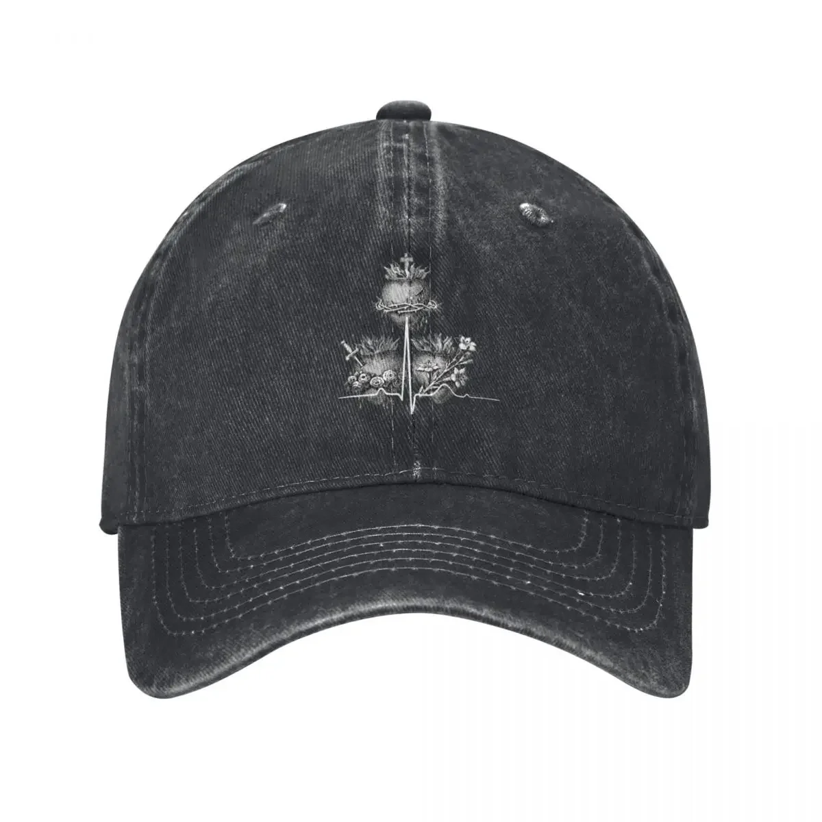 

The Three Hearts; The Sacred Heart of Christ; the Immaculate Heart of Our Lady; heart of St. Joseph Baseball Cap