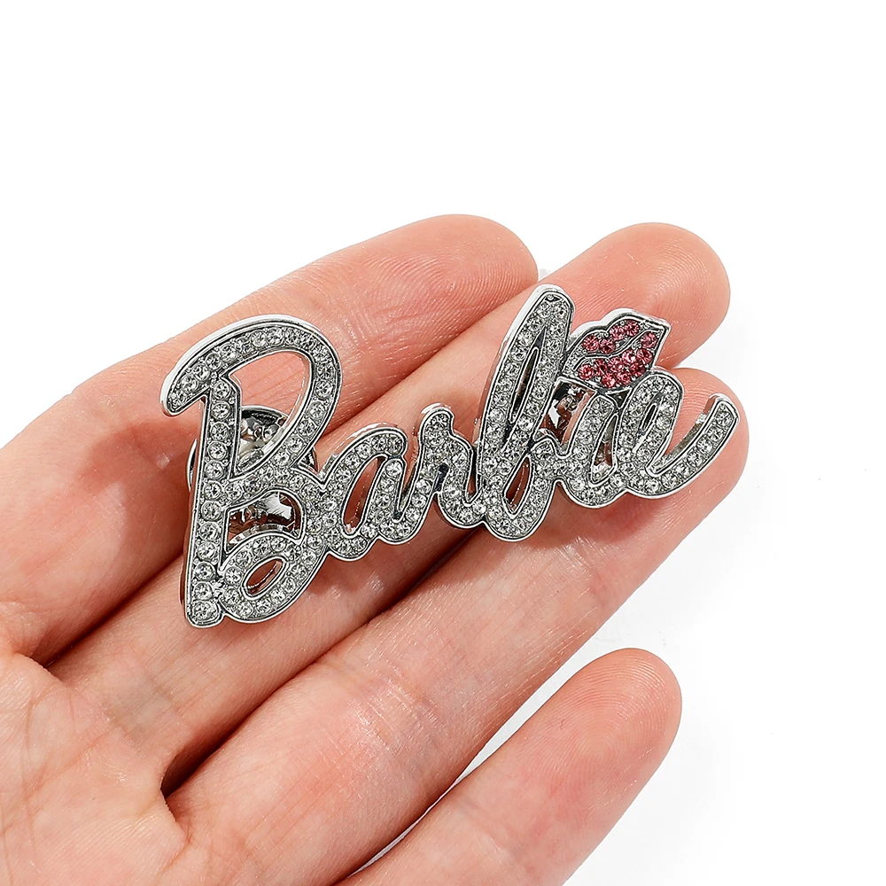 Fashion Barbie Metal Brooch Y2K Kawaii Girls Crystal Button Badge Anime Ladies Party Wedding Jewelry Accessories Gifts