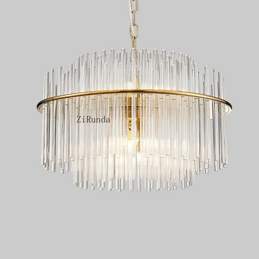 Candelabro redondo de cristal de lujo para salón de banquetes, hotel, sala de estar, dormitorio, candelabro de techo de cristal alto