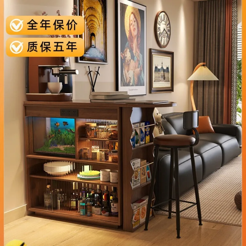 

Zhige all-solid wood bar table household living room folding telescopic bar table sofa side partition cabinet small apartment