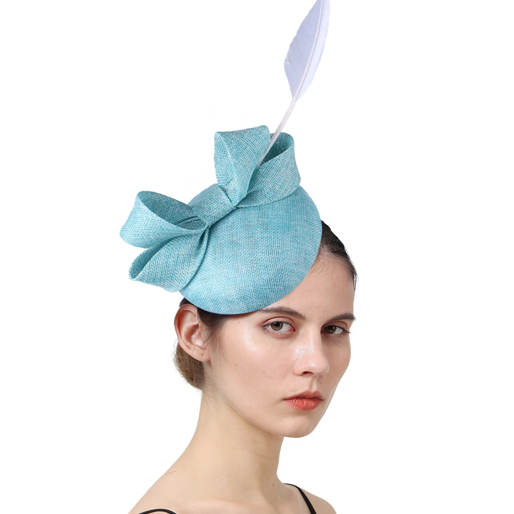 Fascinator Hat For Wedding Women Chuch Hair Accessories With Bow Elegant Bride Wedding Headpiece Party Chapeau Cap Hair Clip