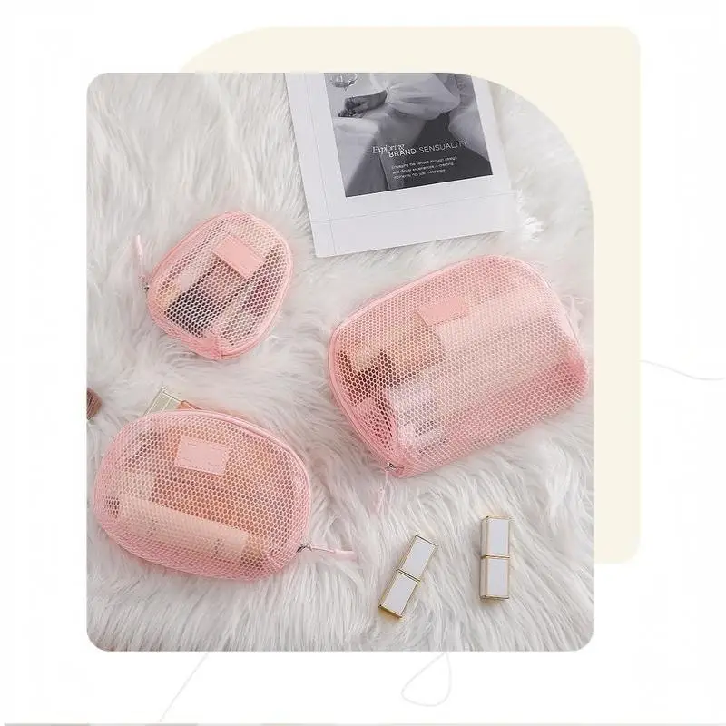 Mehrzweck-Make-up-Tasche aus atmungsaktivem Netzstoff mit Reißverschluss, Netzbeutel für Damen, Reise-Toilettenartikel-Organizer für Lippenstift und Hautpflege – Detail 10
